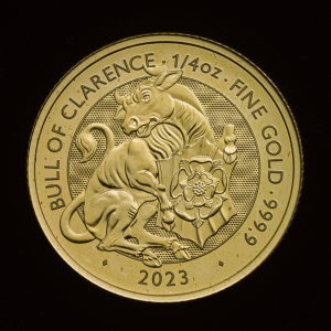 The Royal Tudor Beasts The Bull of Clarence 2023 1/4oz Gold Bullion Trial Piece