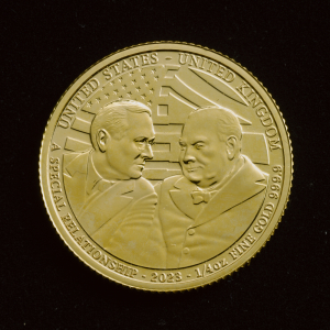 Roosevelt and Churchill 2023 1/4oz Gold Bullion Trial Piece