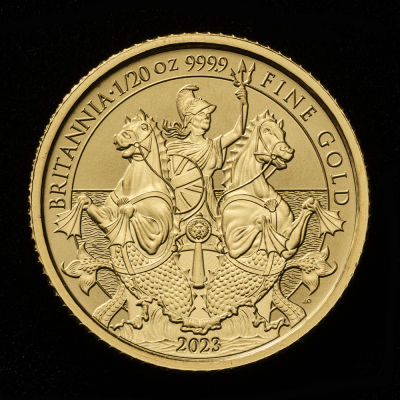 Britannia 2023 Reverse Frosted 1/20th Gold Proof Trial Piece