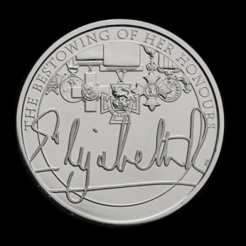 The Queen's Reign Honours and Investitures 2022 &pound;5 Brilliant Uncirculated Trial Piece