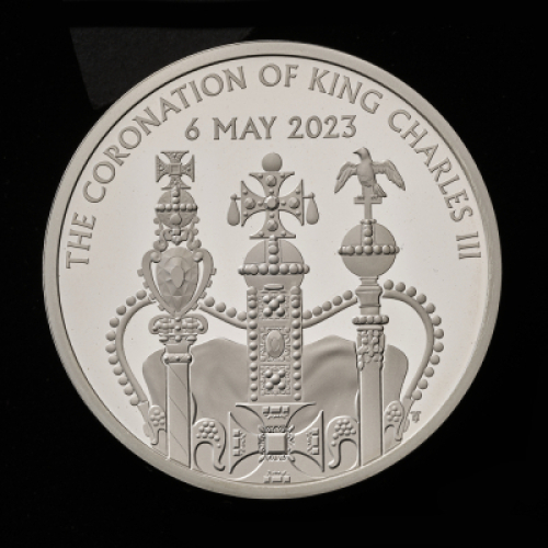 The Coronation of His Majesty King Charles III 2023 &pound;5 Silver Proof Piedfort Trial Piece