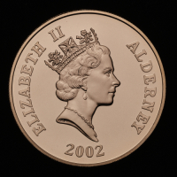 2002 Alderney Gold Proof Piedfort &pound;5