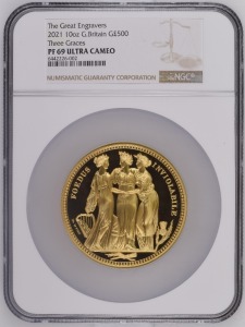 2021 Gold Proof 10oz Three Graces PF69