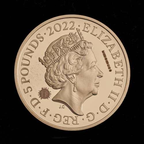 2022 Queen's Reign Charity and Patronage &pound;5 Gold Proof Trial Piece