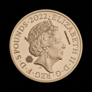 2022 Queen's Reign Honours and Investitures £5 Gold Proof Trial Piece