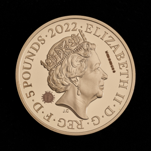 2022 Queen's Reign Honours and Investitures &pound;5 Gold Proof Trial Piece