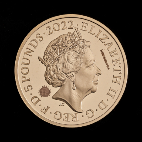 2022 Queen's Reign The Commonwealth &pound;5 Gold Proof Trial Piece