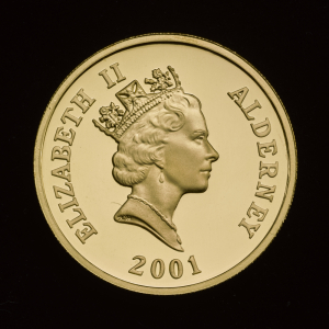 2001 Gold Proof two coin set Alderney + Guernsey