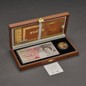 1997 Golden Wedding Anniversary Gold Proof £5 Coin with £50 Banknote Set