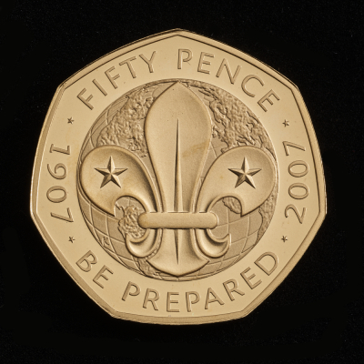 2007 Scouting Centenary Gold Proof 50p Coin