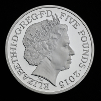 2015 &pound;5 Platinum Piedfort proof coin