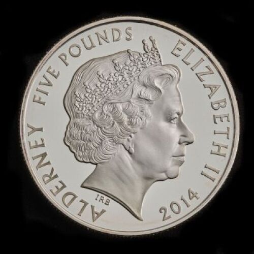 2014 Alderney &pound;5 silver proof cert "for the fallen"