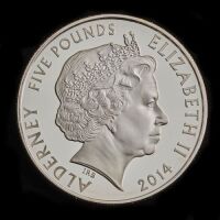 2014 Alderney &pound;5 silver proof cert "for the fallen"