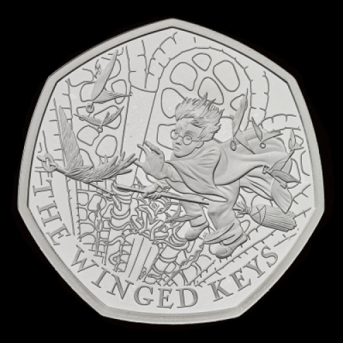Harry Potter &ndash; The Winged Keys 2024 50p Silver Proof Trial Piece