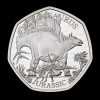 Dinosaurs: Iconic Specimens Stegosaurus 2024 50p Silver Proof Trial Piece