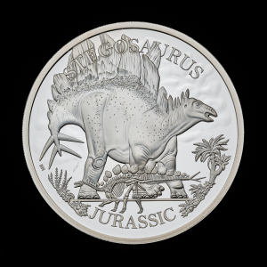 Dinosaurs: Iconic Specimens Stegosaurus 2024 1oz Silver Proof Trial Piece