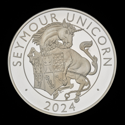 The Royal Tudor Beasts The Seymour Unicorn 2024 10oz Silver Proof Trial Piece