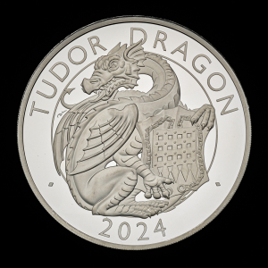 The Royal Tudor Beasts The Tudor Dragon 2024 10oz Silver Proof Trial Piece