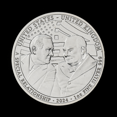 Roosevelt and Churchill 2024 1oz Silver Bullion Trial Piece