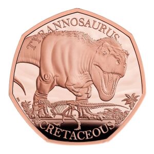 Tyrannosaurus 2024 50p Gold Proof Trial Piece