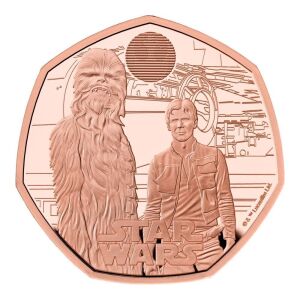 Star Wars Han Solo and Chewbacca 50p Gold Proof Trial Piece