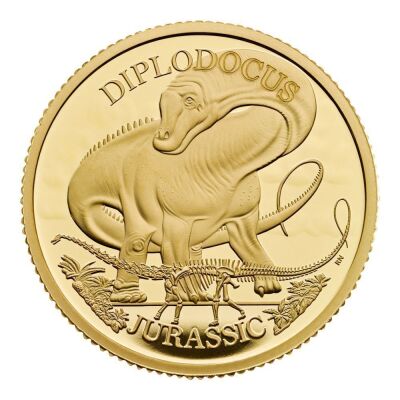 Dinosaurs: Iconic Specimens Diplodocus 2024 1/4oz Gold Proof Trial Piece