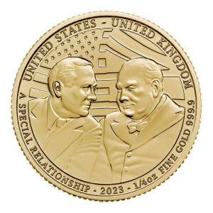 Roosevelt and Churchill 2024 1/4oz Gold Bullion Trial Piece