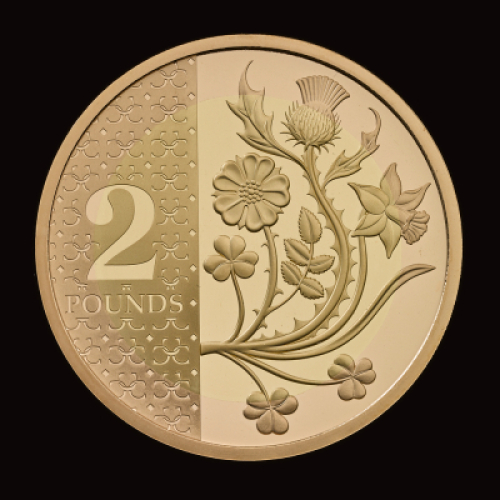 King Charles III Definitives 2024 &pound;2 Gold Proof Trial Piece