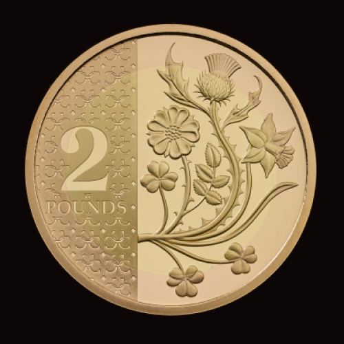 King Charles III Definitives 2023 &pound;2 Gold Proof Trial Piece
