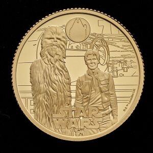 Star Wars Han Solo and Chewbacca 1/4oz Gold Proof Trial Piece