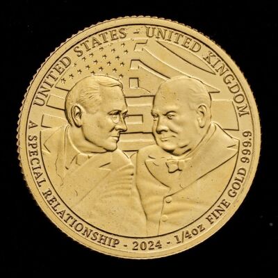 Roosevelt and Churchill 2024 1/4oz Gold Bullion Trial Piece