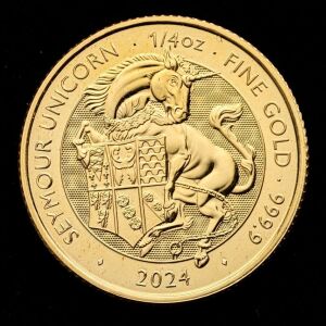 The Royal Tudor Beasts The Seymour Unicorn 2024 1/4oz Gold Bullion Trial Piece