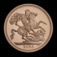 The Sovereign 2025 Last of the Red Gold St George & The Dragon Gold Proof Trial Piece