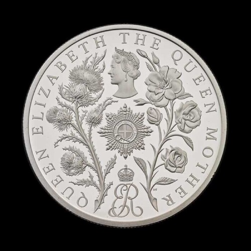 Queen Elizabeth The Queen Mother 2025 &pound;5 Silver Proof Piedfort Trial Piece
