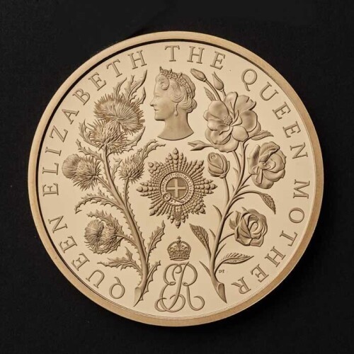 Queen Elizabeth The Queen Mother 2025 &pound;5 Gold Proof Trial Piece