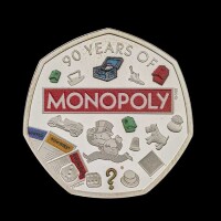 MONOPOLY 2025 50p Silver Proof Colour Trial Piece