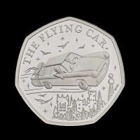 Harry Potter &ndash; The Flying Car 2025 50p Silver Proof Trial Piece