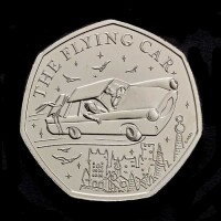 Harry Potter &ndash; The Flying Car 2025 50p Brilliant Uncirculated Trial Piece