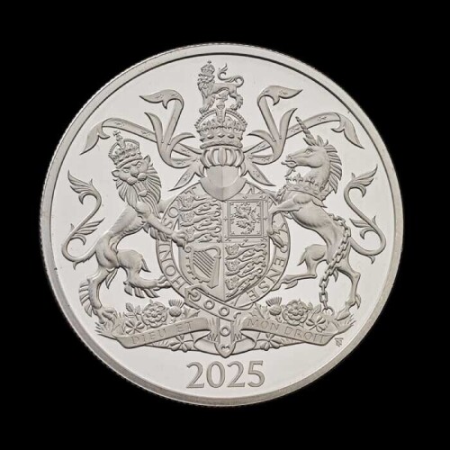 The Coat of Arms of His Majesty King Charles III 2025 &pound;5 Silver Proof Piedfort Trial Piece