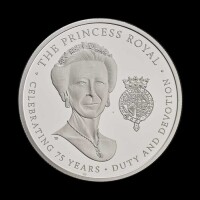 The 75th Birthday of HRH The Princess Royal 2025 &pound;5 Silver Piedfort Proof Trial Piece