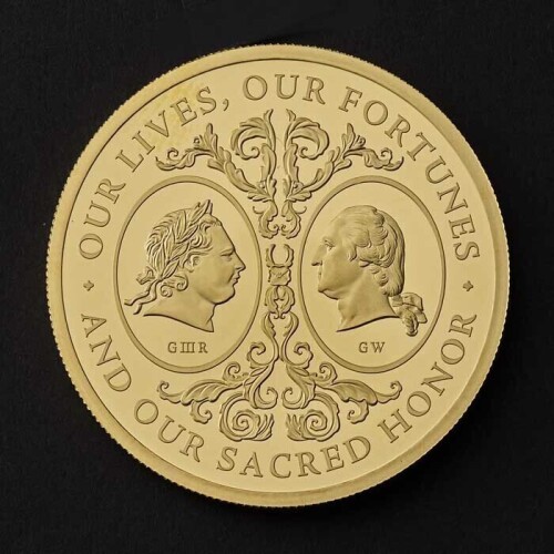 The Two Georges 2025 2oz Gold Proof Trial Piece