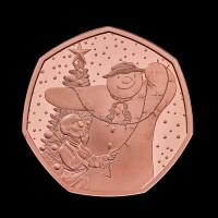 The Snowman&trade; 2025 50p Gold Proof Trial Piece