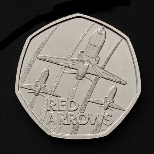 The Red Arrows 2025 50p Brilliant Uncirculated Trial Piece