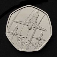 The Red Arrows 2025 50p Brilliant Uncirculated Trial Piece
