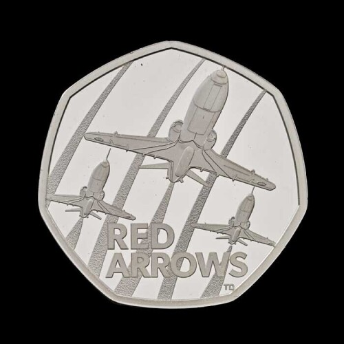 The Red Arrows 2025 50p Silver Proof Piedfort Trial Piece