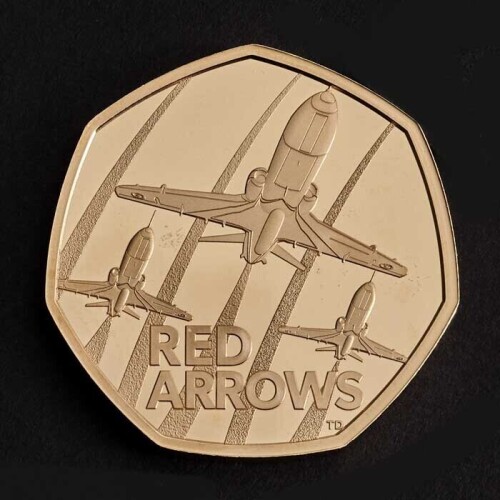 The Red Arrows 2025 50p Gold Proof Trial Piece