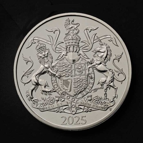 The Coat of Arms of His Majesty King Charles III 2025 &pound;5 Brilliant Uncirculated Trial Piece