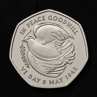 The 80th Anniversary of VE Day 2025 50p Brilliant Uncirculated Trial Piece