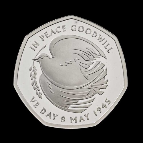 The 80th Anniversary of VE Day 2025 50p Silver Proof Trial Piece
