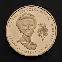 The 75th Birthday of HRH The Princess Royal 2025 &pound;5 Gold Proof Trial Piece